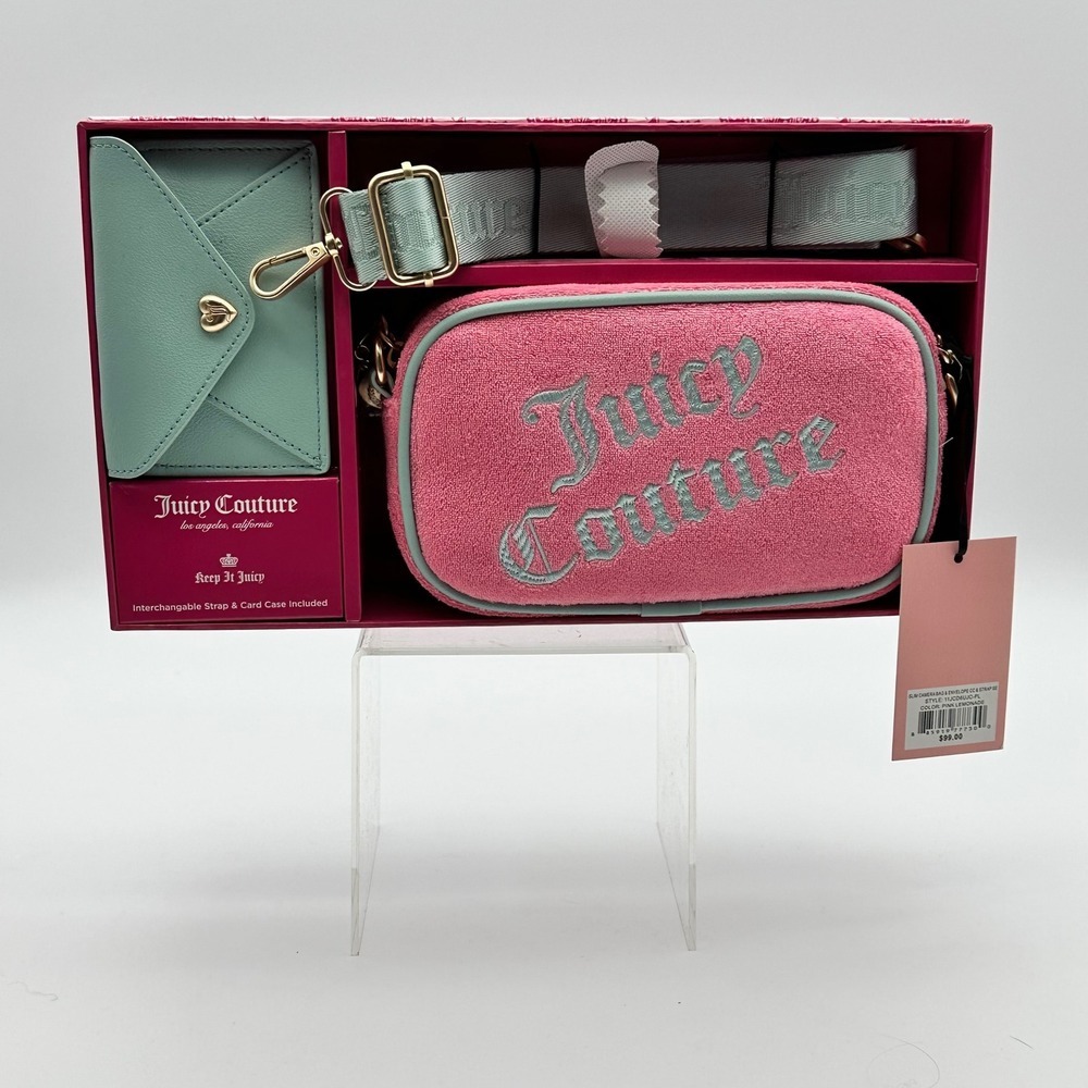 Juicy Couture Slim Camera Bag Envelope CC & Strap Set Pink Lemonade 11JCD6UJC-PL